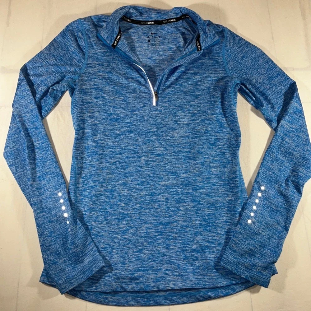 Nike Running Dri-FIT Blue Space Dye Half‎ Zip Long Sleeve Top Women's XS
